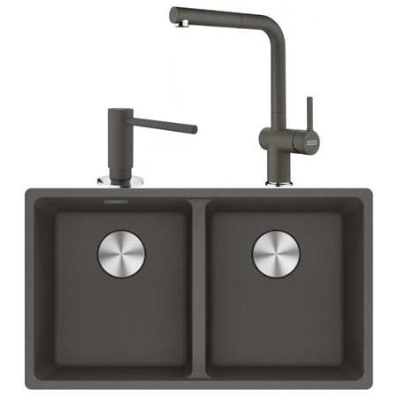 Franke Maris MRG 120-35-35 Granit Evye + Active Plus Doccia Spiralli Armatür + Sabunluk (Slate Grey)