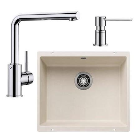 BLANCO ROTAN 500 U Soft Beyaz-Krom SET